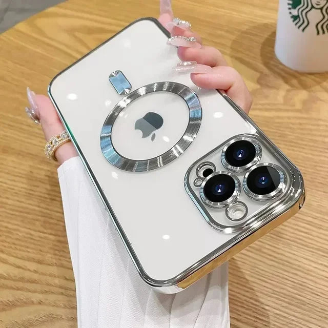 Luxury Plating Lens Protect Phone Case For IPhone Mini Magsafe Magnetic Wireless Charging Cover